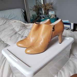 Tan heeled ankle booties